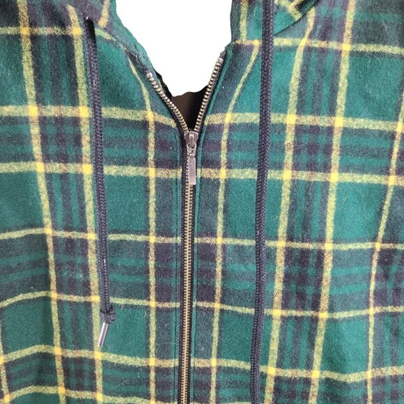 Like New Pendleton Fitted Green and Yellow Plaid Zip-Up Hoodie 100% Virgin Wool - Picture 2 of 4